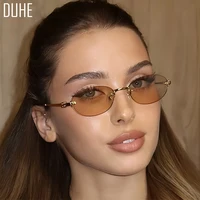 Frameless Oval Personality Sunglasses Luxury Brand Ins Style Summer Sun Protection Sunglasses High-End Fashion Sunglasses UV400