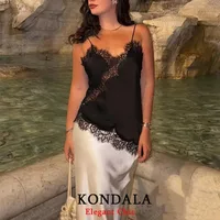 KONDALA Women Sexy High Street Lace Cami Short Dress Asymmetrical Dress 2025 Spring Autumn Fashion Party Dinner Date Mujer Dress - Image 6
