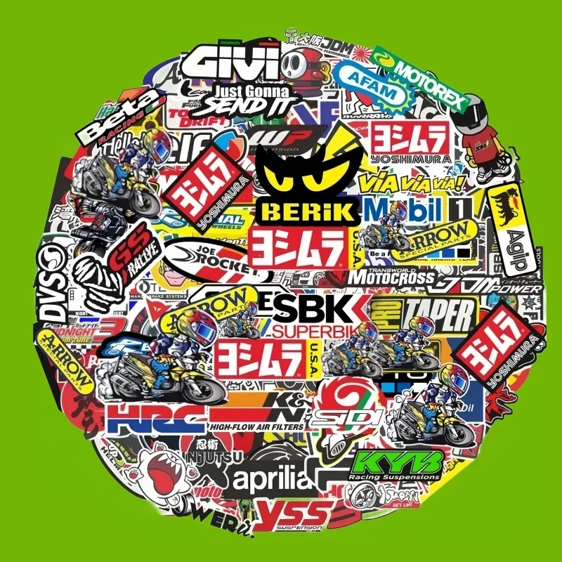 Motorcycle Stickers 40/80 PCS Random For Yamaha Honda Kawasaki Racing Brand DIY PVC Decals Waterproof