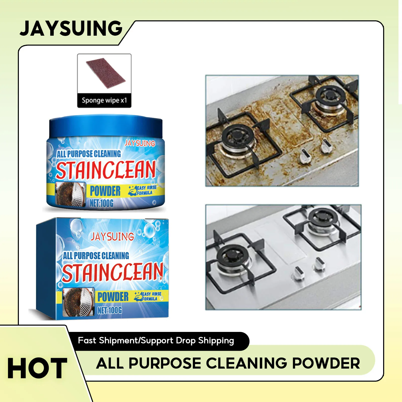 All Purpose Cleaning Powder Foam Heavy Oil Grease Cleaner Kitchenware Rust Removal Range Hood Cleaning Agent Household Detergent