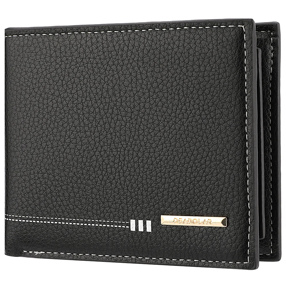 New Men's Wallet Credit Card Holder Zipper Coin Purse High-Quality Lychee Pattern Business Short Wallet For Men 6
