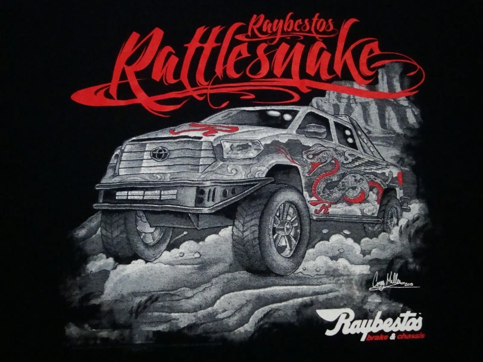 Футболка Raybestos с изображением погремушек, грузовиков, внедорожников 4x4, раллийных автомобилей, размер 2XL