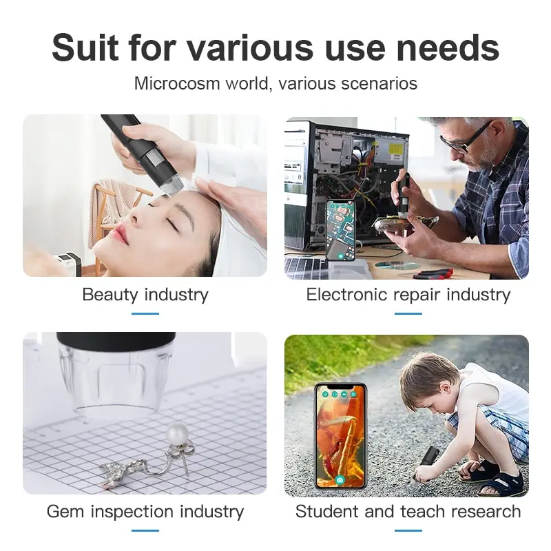 Wifi Digital Microscope 50X-1600X Magnification Handheld Microscope With Adjustable Stand for Kids Gifts Support IOS & Android 6