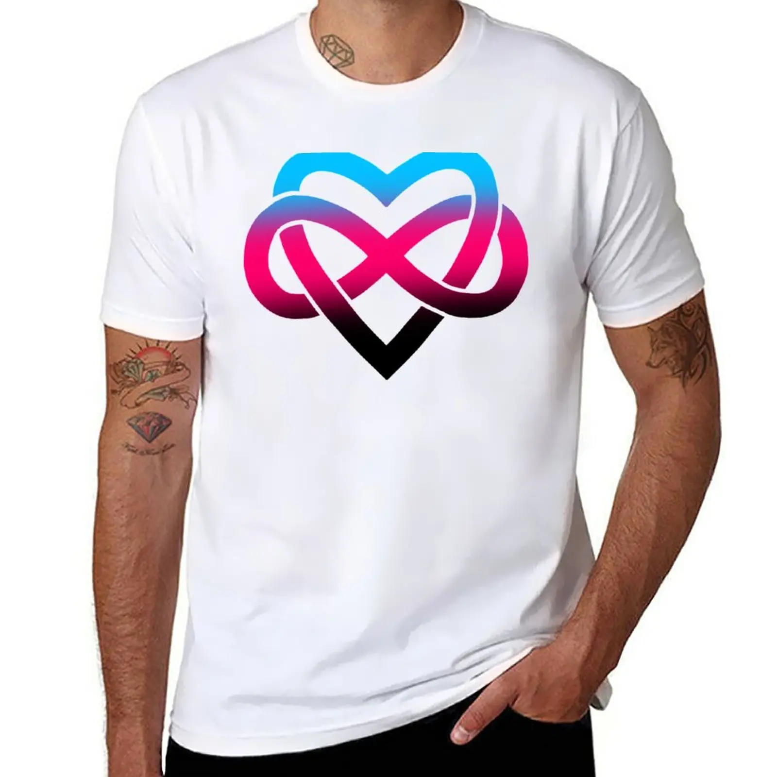 T-Shirt Polyamory Infinity Hearts #1 Taglie Forti Abbigliamento Vintage Top Per Un Ragazzo T-Shirt Oversize Da Uomo