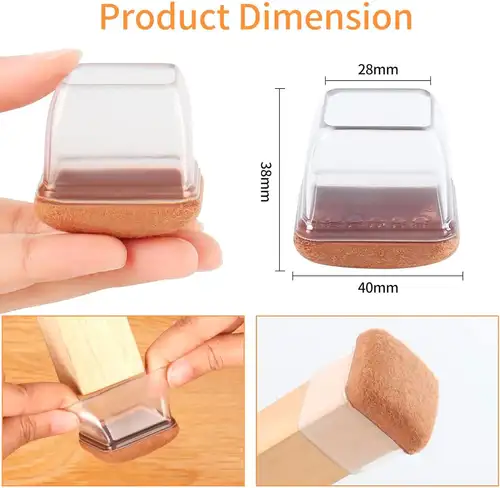 8PCS Thick Rubber Chair Leg Protector Covers Felt Bottom Furniture Pads Floor Protectors Caps to Reduce Noise And Prevent Scratc - Image 3