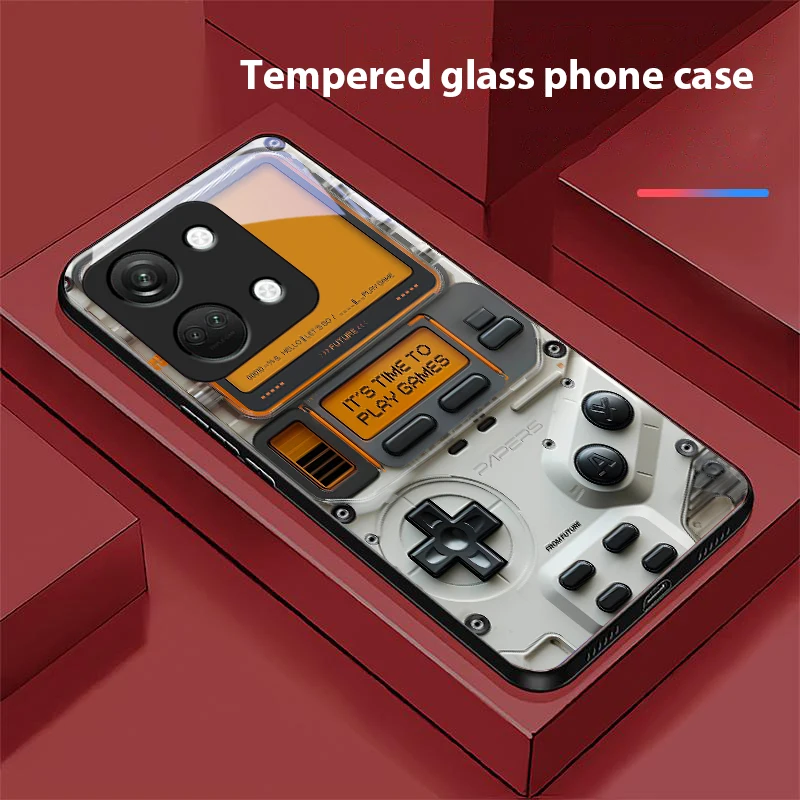 Sleek Black Hard Shell Tempered Glass Phone Case for Gaming Console Compatibility