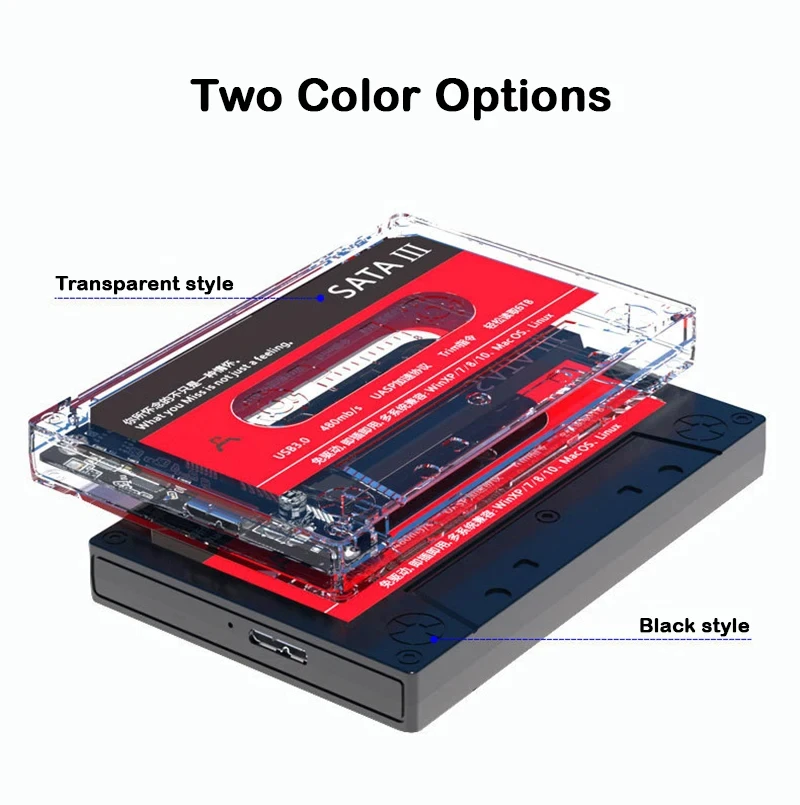 USB 3.0 External Hard Drive Enclosure with UASP Support - Portable 2.5 Inch SATA Hard Drive Case
