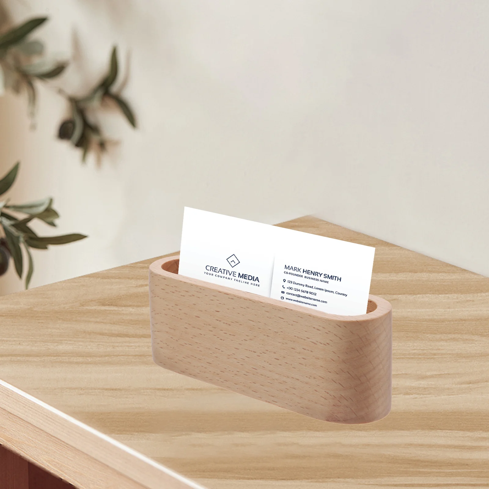 

Office+supplies Business Card Wood Stand Container The Desk Decor Cards Wooden Storage Holder