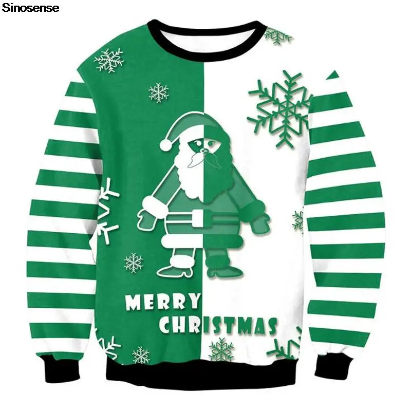 

Men Women Santa Ugly Christmas Sweater 3D Funny Snowflakes Printed Holiday Party Sweatshirt Pullover Tacky Xmas Jumpers Tops