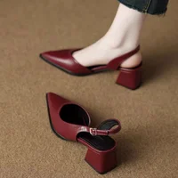 Sandales à talons hauts femme bout pointu chaussures à talons peu profonds 2025 été tendance mocassins Slingback chaussures robe élégante pompes Mujer 2
