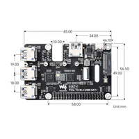 PCIe To USB 3.2 Gen1 And M.2 HAT For Raspberry Pi 5 Supports NVMe Protocol Solid State Drive Expands 4-Ch USB 3.2 Ports High 6