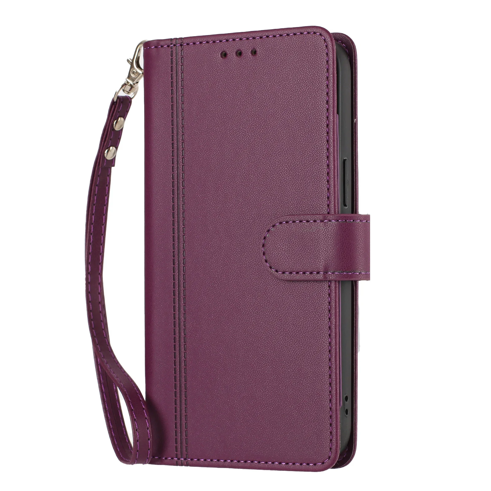 Luxury Leather Flip Phone Case with 9 Card Slots and Strap Book Wallet Design