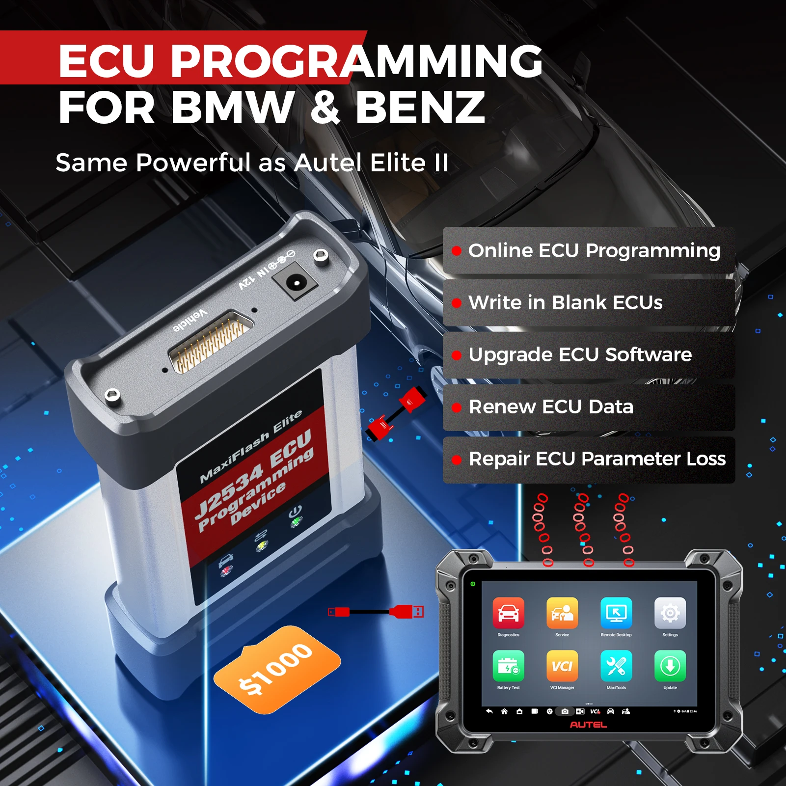 Autel MaxiCom MK908 Pro II MK908PRO 2 Car Diagnostic Scanner J2534 Programmming Tools Advanced Key Coding PK MS908S PRO
