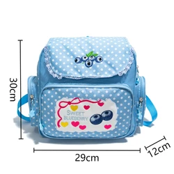 Strawberry Embroidered Children's Backpack - Pink Cartoon Schoolbag & Birthday Gift 2024 (Blue Backpacks)