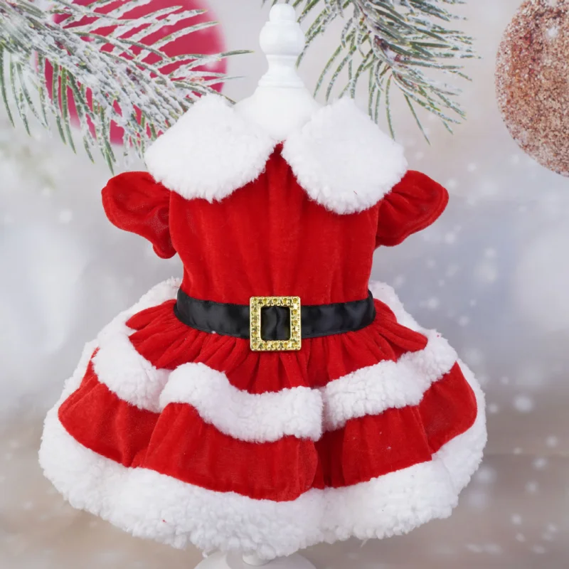 

Dress for Dogs Clothes Cat Dog Pet Clothing Christmas Small Cosplay Santa Claus Winter Warm Thicken Red Yorkshire Accessories