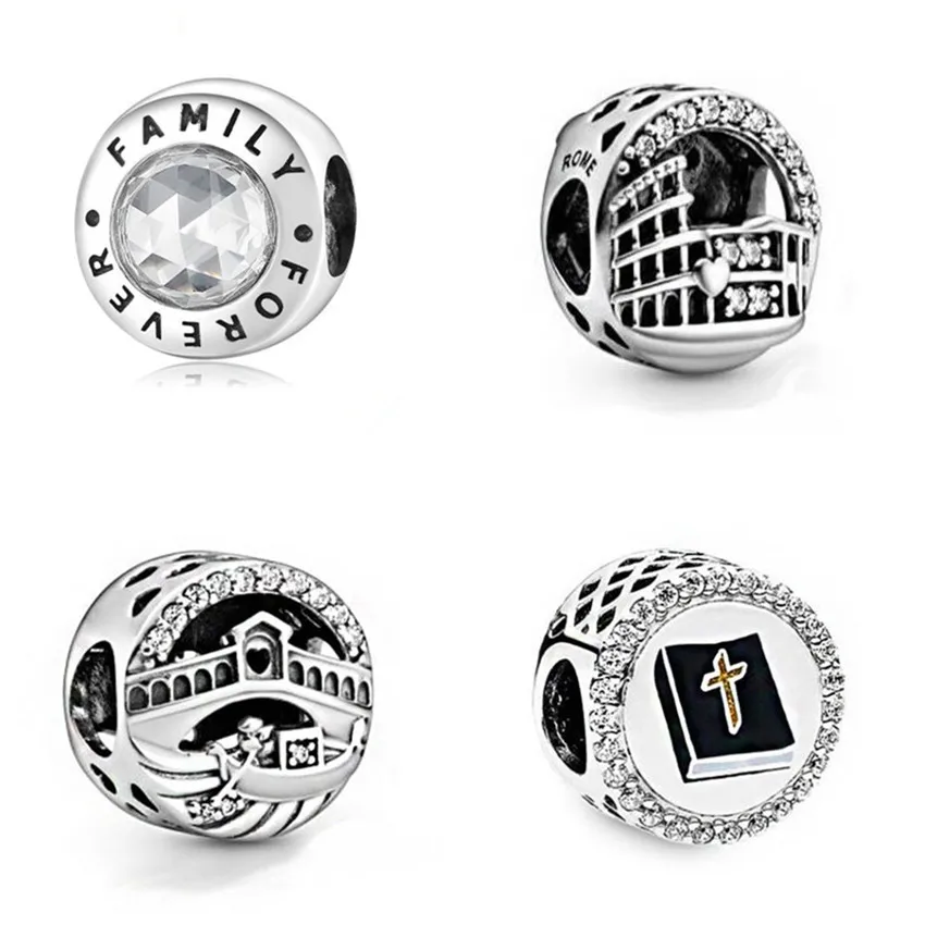 

925 Sterling Silver Charm Vintage Openwork Venice Rialto Bridge Beads Fit Women Pandora Bracelet & Necklace DIY Jewelry
