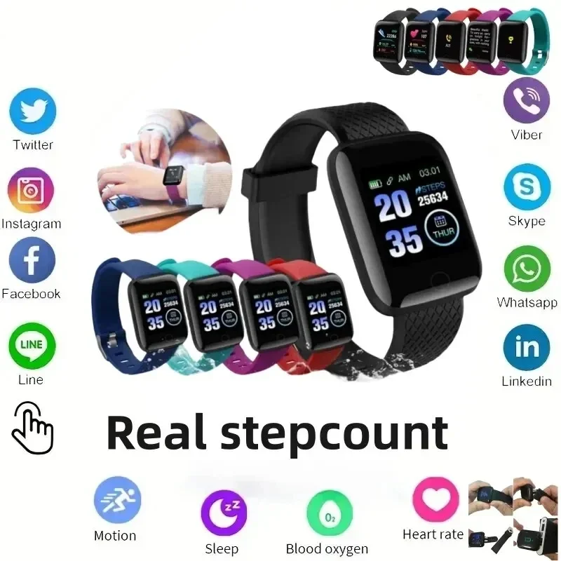 116Plus Real Stepcount Smart Watch Promemoria Chiamate Multifunzione Smart Watch Per Uomo Donna Per Smartwatch Indossabile Android Ios