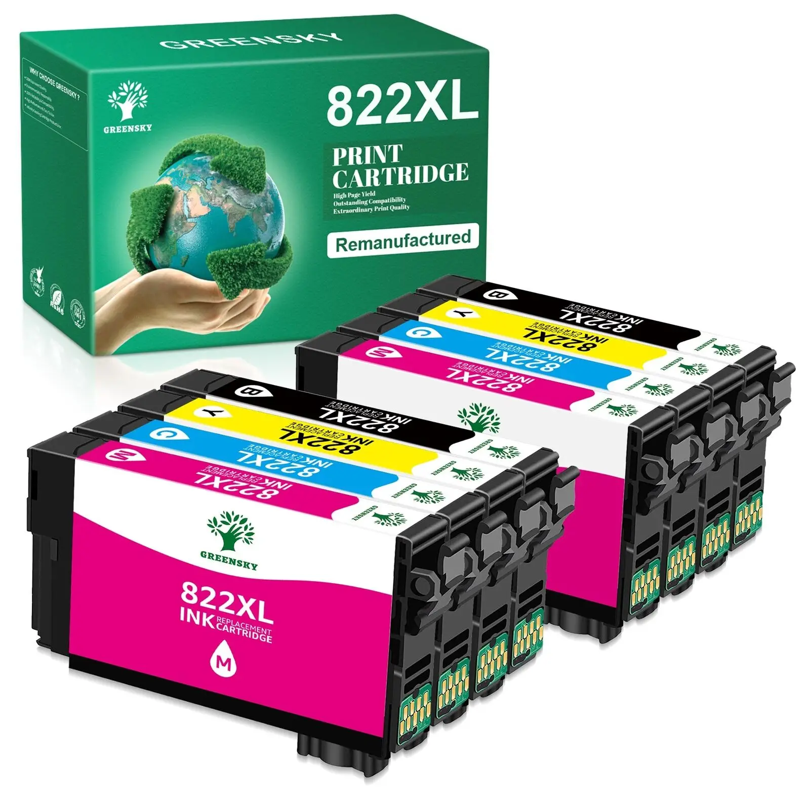 

8PK 822XL T822XL Ink Cartridge For Epson WorkForce Pro WF-3820 WF-4833 WF-4820