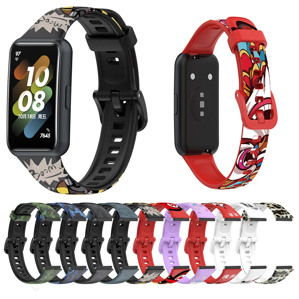 

Sport Soft Silicone Watch Band For Huawei Band 7 Bracelet Replacement Belt Correa Smartwatch Wristband Smart Watch Accessories