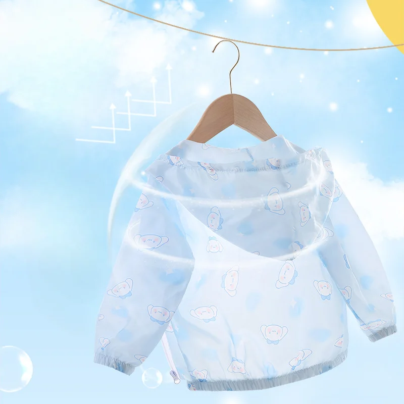 Lightweight and Breathable Girls' Skin Clothing, Children's Summer Sunscreen Clothing, Children's Baby Casual Hooded Thin Jacket
