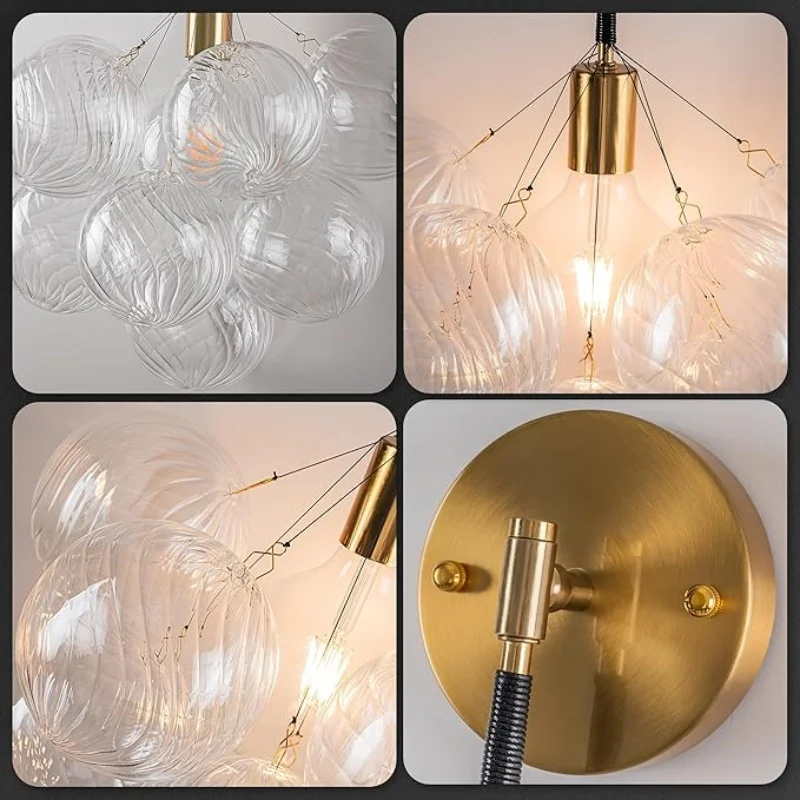 Description Picture 4 of itemArtpad Designer Glass Balls Beside Wall Lamp Bedroom Corridor Gold Fashion Nordic Water Ripple Glass Wall Sconces Studyroom