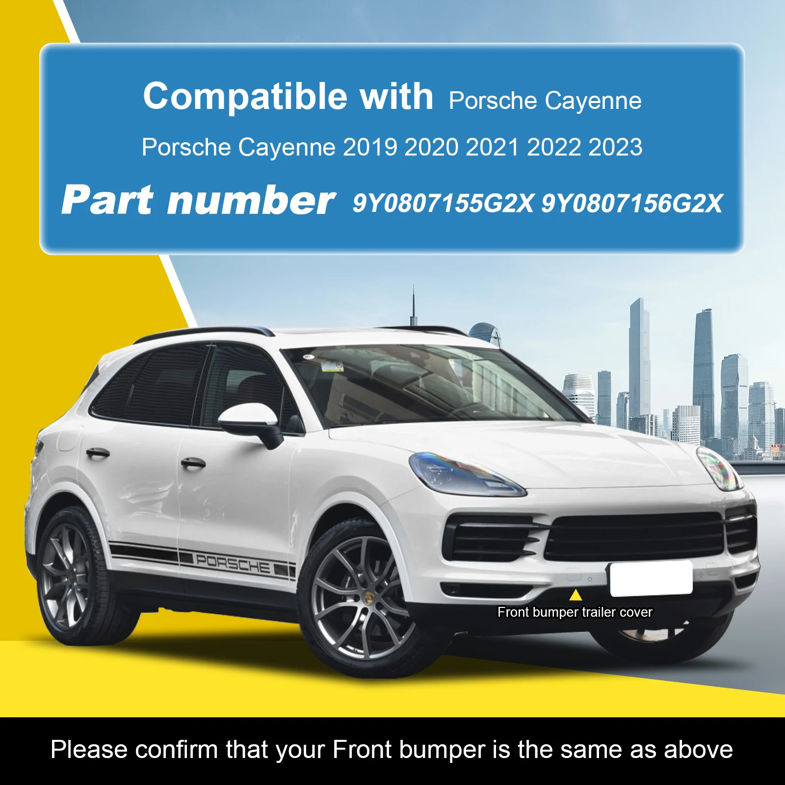 Front Bumper Tow Hook Cover Cap For Porsche Cayenne-9YA 9Y0 Fit Base GTS S Turbo Sport 9Y0807155G2X 9Y0807156G2X