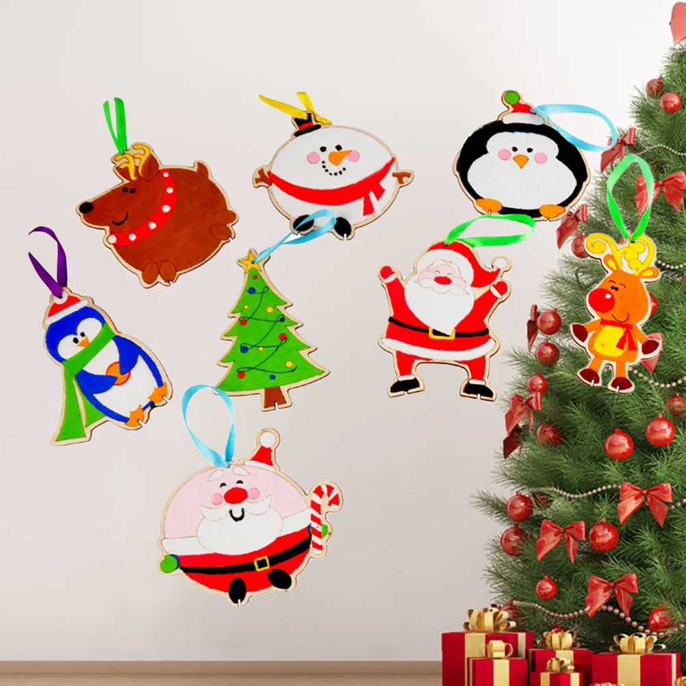

8 Pcs Kids Craft Supplies DIY Christmas Decorations for Accessories Wood Kits Child