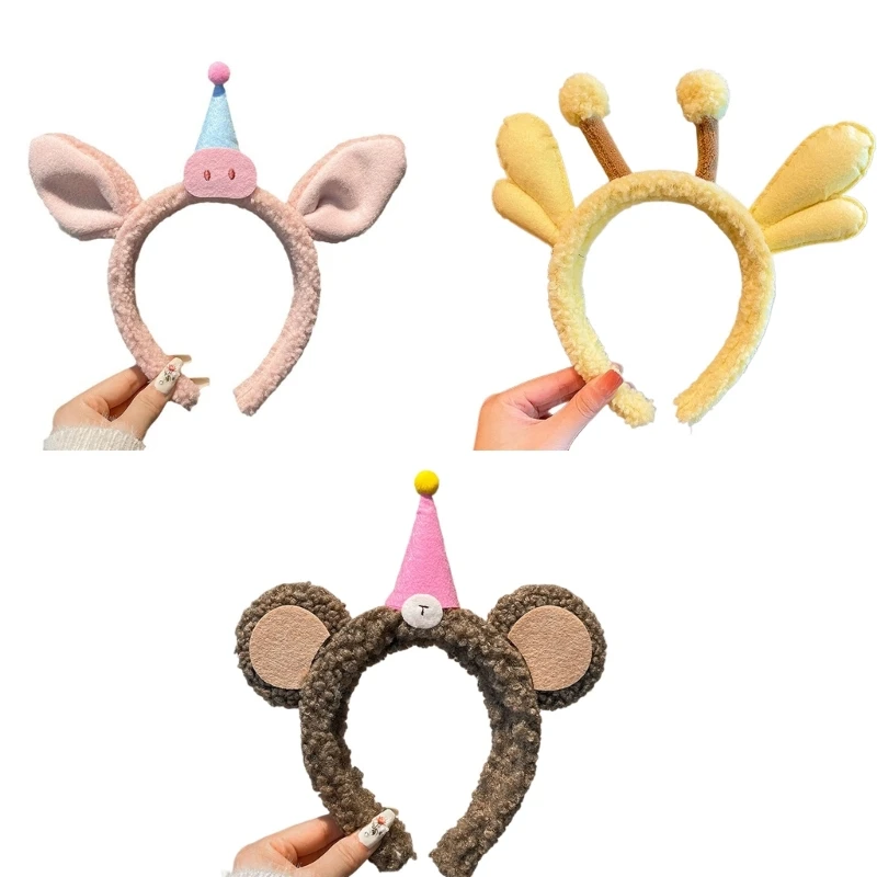 

Милый обруч для волос с мультяшными ушками, повязка для волос с ушками животных, карнавальный костюм, вечерние головной убор для