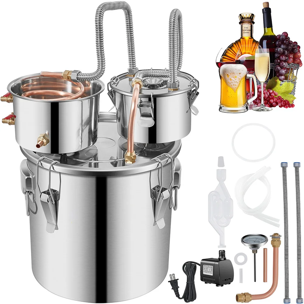 Alcohol Still 5 Gallon Brewing Distiller Double Barrels Stainless Steel Still Whisky Beer Brandy Home Brewing Kit 3