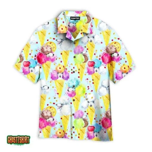 Camisas hawaianas 2024 para hombre, camiseta de verano con helado, estampados de playa, camisetas de manga corta, diseño original informal, ropa para hombre