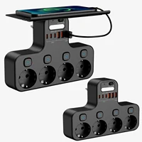 4000W Eu Plug Power Strip Multifunction Socket Smart Night Light Independent Switch European Standard Outlet with USB C Ports