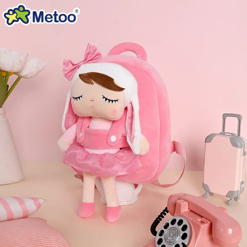 Original Metoo Backpack Angela Doll Toys Plush Bag Pink Bunny Doll  Angela Backpack Metoo For Kindergarten Girls Birthday Gifts