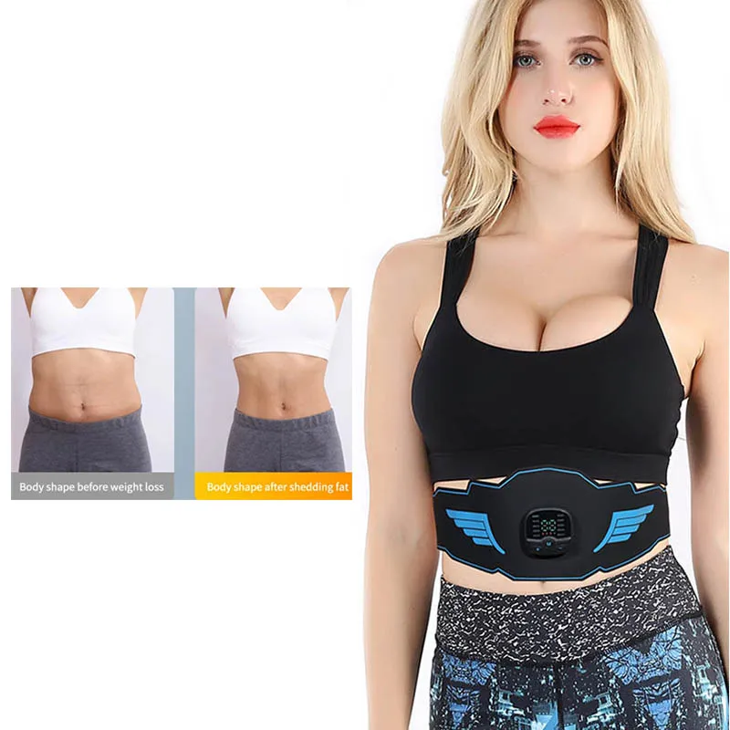 60cm Smart EMS Muscle Stimulator Trainer Fitness Massager Abdominal Training Belt Weight Loss Body Slimming Pad USB Rechargeable
