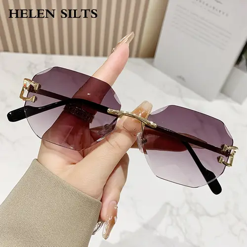 y2k Rimless Irregular Square Sunglasses Women Luxury Brand Design Vintage Punk Popular Metal  Men Sun Glasses UV400 - Image 5