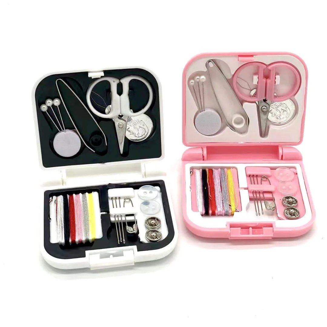 

1set Buttons Pins Storage Boxes Sewing Box Household Portable Travel Mini Sewing Kit Scissor Thimble Needle Threads Box Set