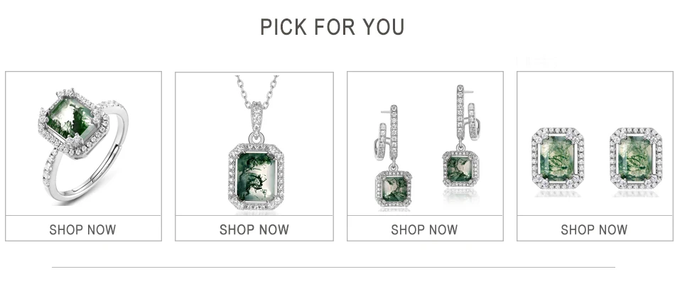 WES 925 Sterling Silver Geometric Natural 6*8mm Moss Agate Open Rings for Women Rhodium Plated Luxury Certified Jewelry Gifts