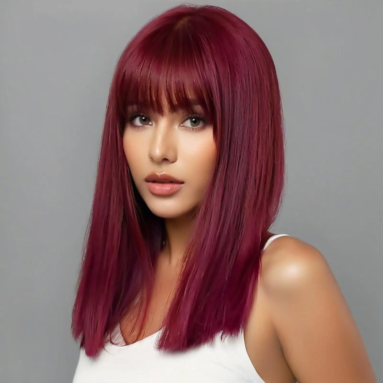 Fashion long hair wine red Qi bang chemical fiber Yujie full chemical fiber synthetic headgear
