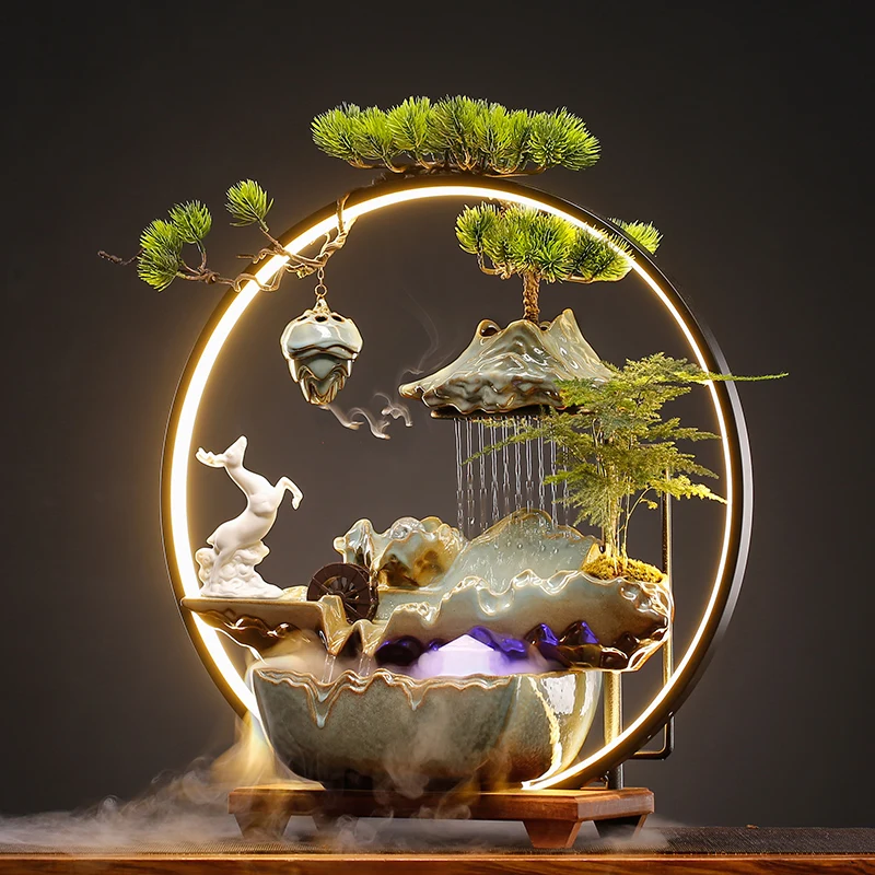 

Fountain Waterfall Incense Ceramic Stand Burner Living Room Office Incense Burners Candle Holder Porta Incienso Home Decorations