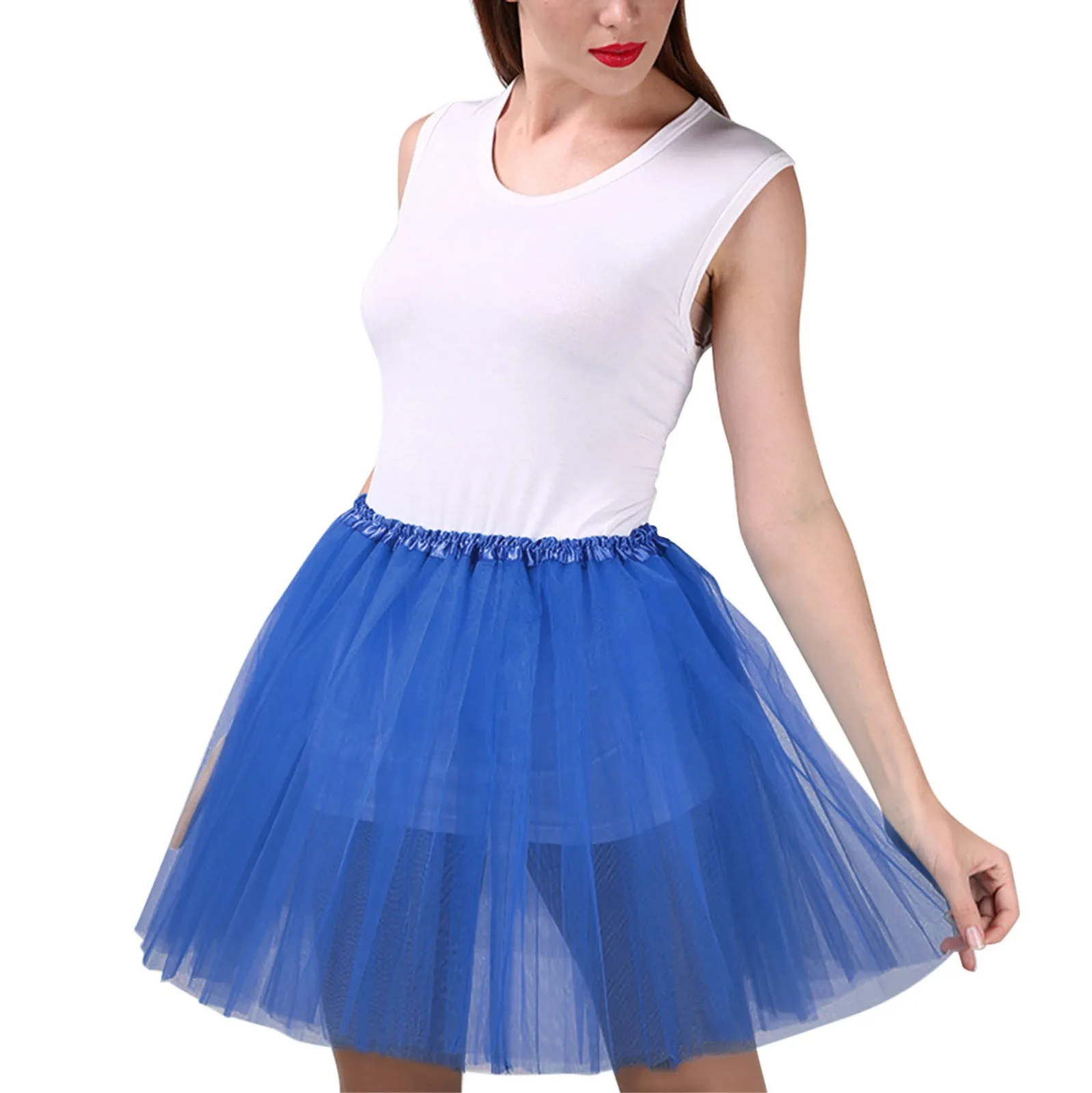 Women's Tutu Skirt Multi Colors Adult Fairycore Women Elastic Waist Dancing Costumes Ballet Clothes Mesh Petticoat Tulle Skirt 5