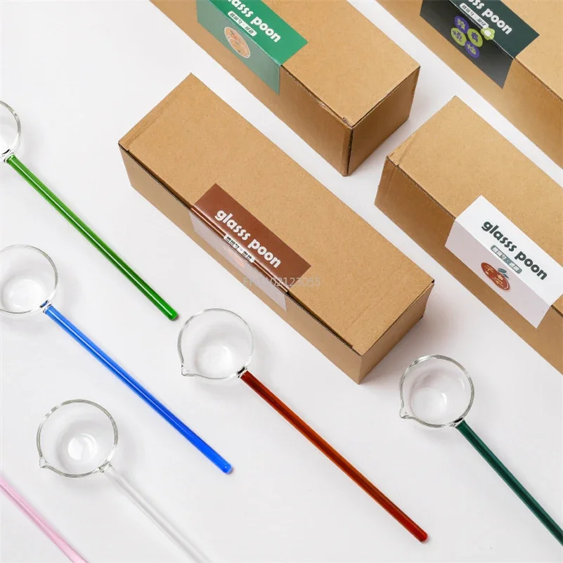 Creative Milk Coffee Dessert Glass Spoon Ice Cream Dessert Scoop Tea Stirring Cocktail Teaspoon Handmade Sharp Mouth Soup Spoon