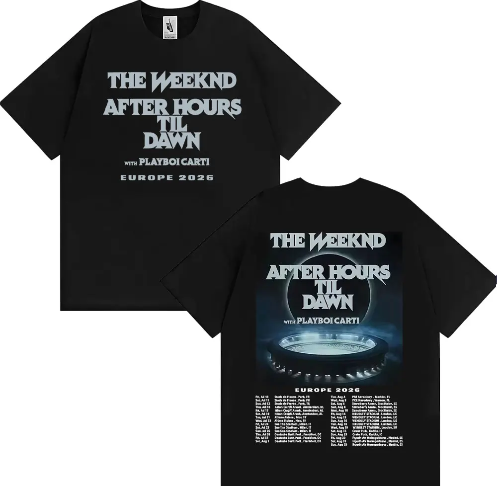 The Weeknd After Hours Til Dawn Europe 2026 T-Shirts Herren Damen Mode Hip Hop Style T-Shirt Vintage Casual Kurzarm T-Shirt