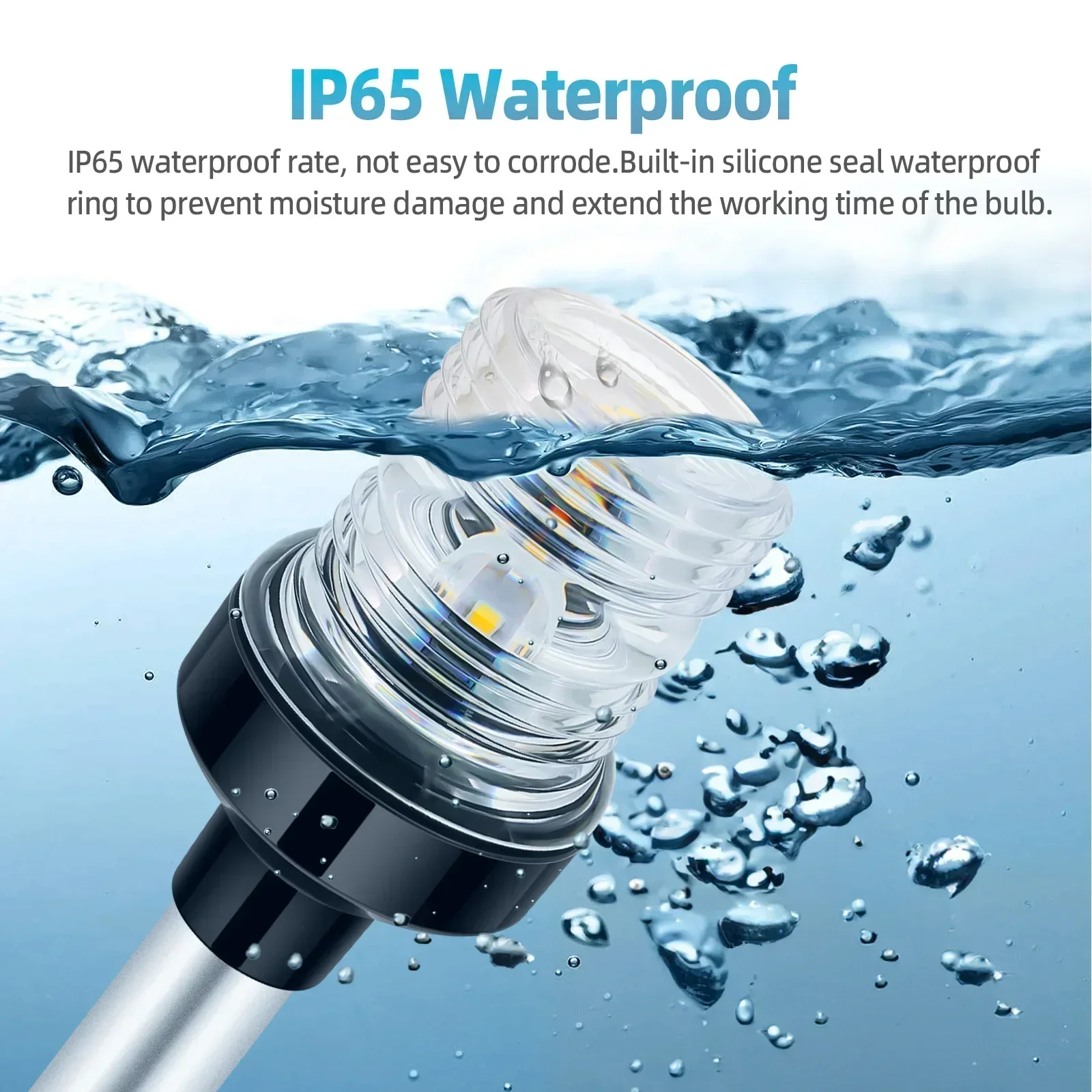 Marine LED Navigation Light – 12V/24V 360° Fold-Down Sailing Light - Image 6