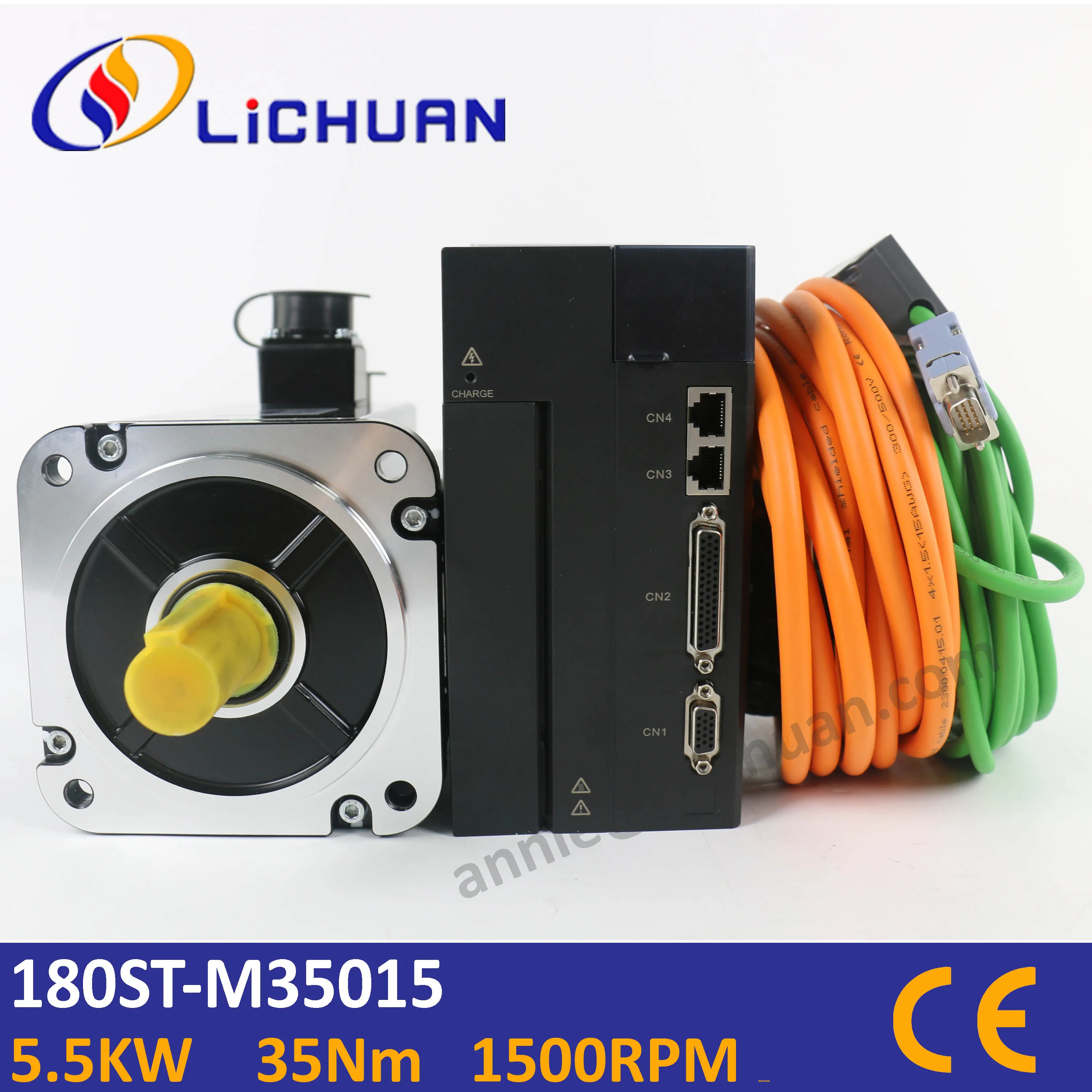 

Lichuan 5.5KW 3phase AC380V 35Nm 1500rpm AC servo motor with servo driver kit 23bit encoder for CNC machine