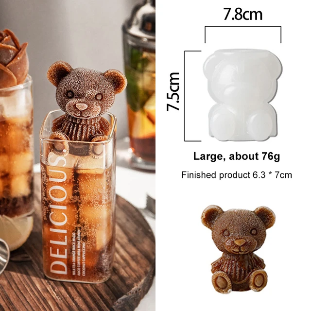 Bear Ice Mold 4 Grids, Ice Cube Trays Mold to Make Lovely 3D DIY Drink Ice  Coffee Juice Cocktail. Bear Silicone Molds for Christmas Party Kids Cake