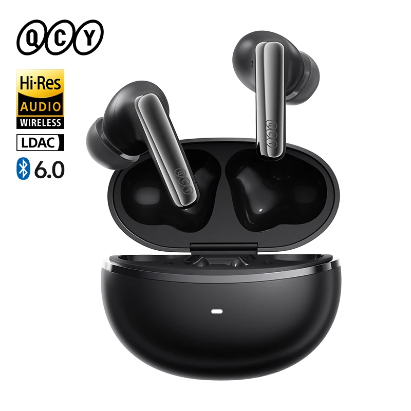 QCY MeloBuds N70 Écouteurs sans fil ANC Bluetooth 6.0, réduction de bruit adaptative, LDAC, audio haute résolution, 6 micros, ENC, 50 h d'autonomie, charge sans fil, détection intra-auriculaire