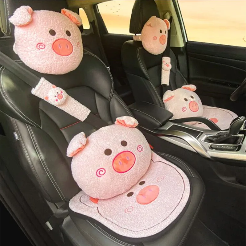 2023 new winter Lamb velvet cartoon cute arm bear car headrest waist  support a single car neck pillow