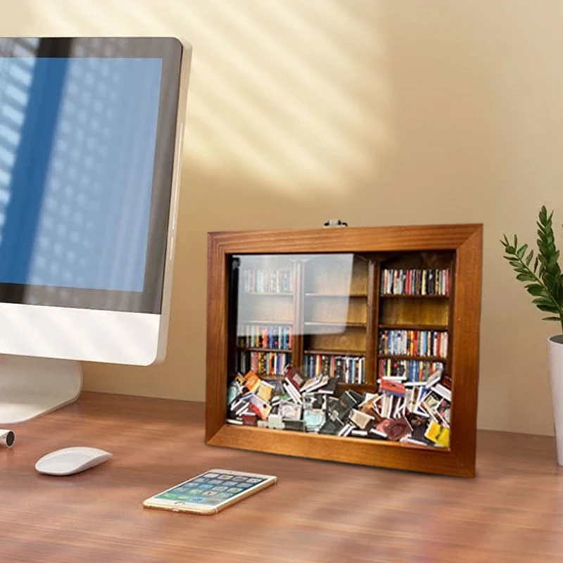 Anti-Anxiety Bookshelf Ornament Wooden Bookshelf Display Cabinet