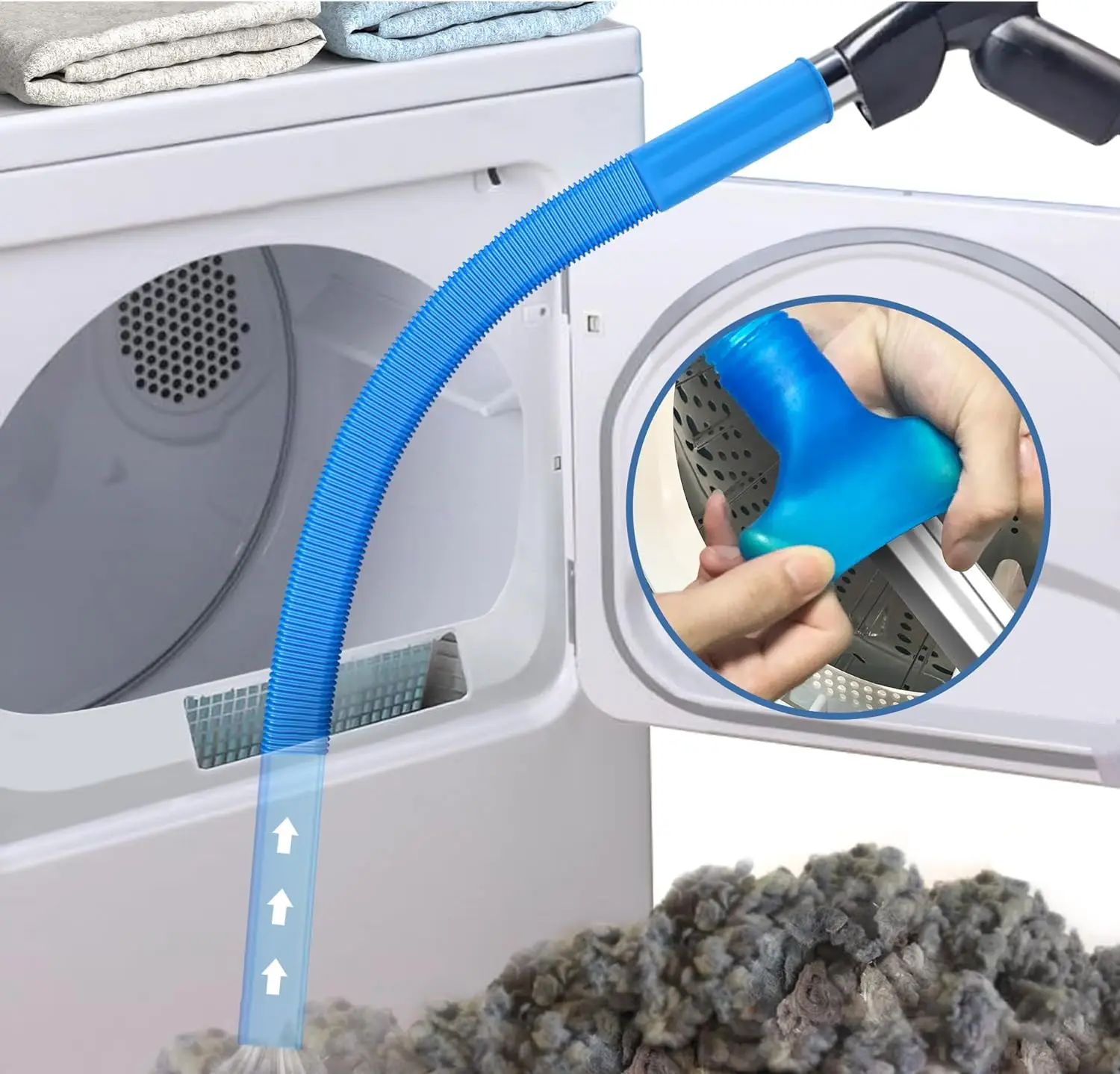 Dryer Vent Cleaner Kit Dryer Lint Vacuum Attachment with Stretch Universal Connector Tool Vacuum Hose Lint Remover 80cm/31.5 In
