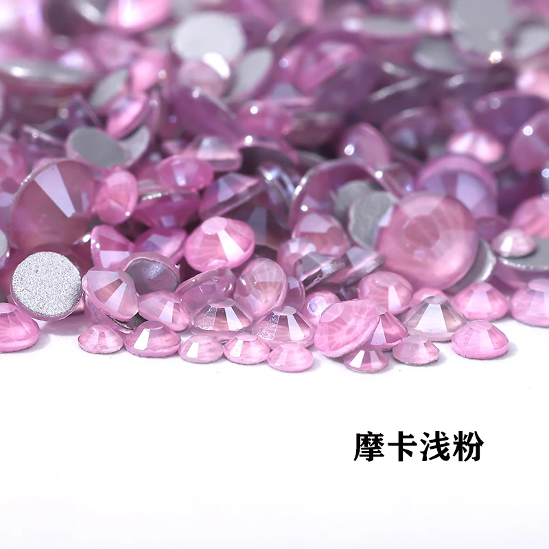 원피스 모든 크기의 유리 모카 글리터 비 핫픽스 플랫백 라인석, DIY 네일 아트 장식, 크리스탈 다이아몬드 스트라스 보석