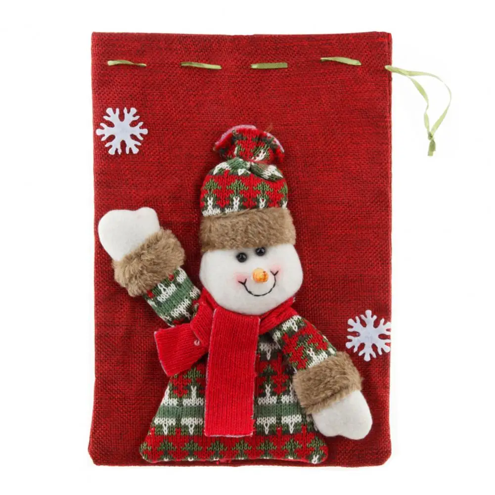 

Рождественский Подарочный пакет лося, праздничный пакет для конфет, Праздничный Рождественский подарок, сумки на шнурке с 3d рисунком Санта-Клауса, снеговика, лося для шоколада